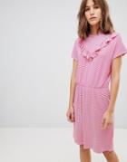 Ichi V Panel High Neck Dress-pink