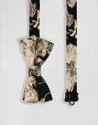 Asos Bow Tie With Dark Floral Design - Black