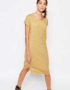 Selected Ivy Knee Length Dress In Yellow Melange - Old Gold