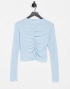Monki Ruched Front Top In Blue-blues