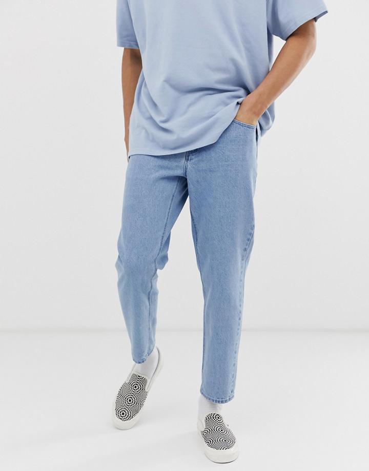 Asos Design Classic Rigid Jeans In Light Stone Wash Blue