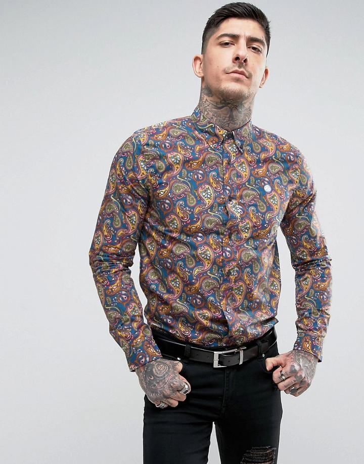 Pretty Green Lescott Paisley Shirt In Vintage White - Multi
