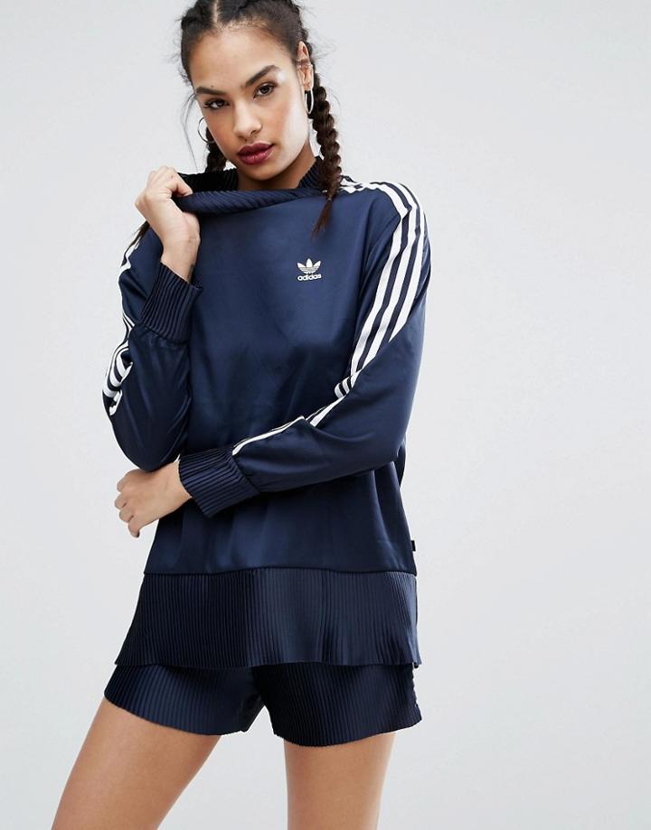 Adidas Originals Adicolor Deluxe Sweatshirt With Pleated Trim - White