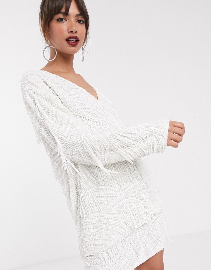 Asos Edition Beaded Fringe Oversized Jacket-white