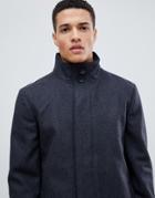 French Connection Wool Blend Funnel Neck Coat-gray