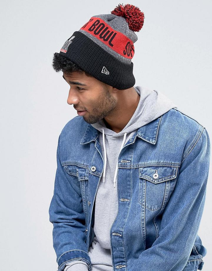 New Era Superbowl Beanie With Bobble - Gray