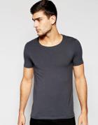 Asos Muscle T-shirt With Scoop Neck In Ebony - Ebony