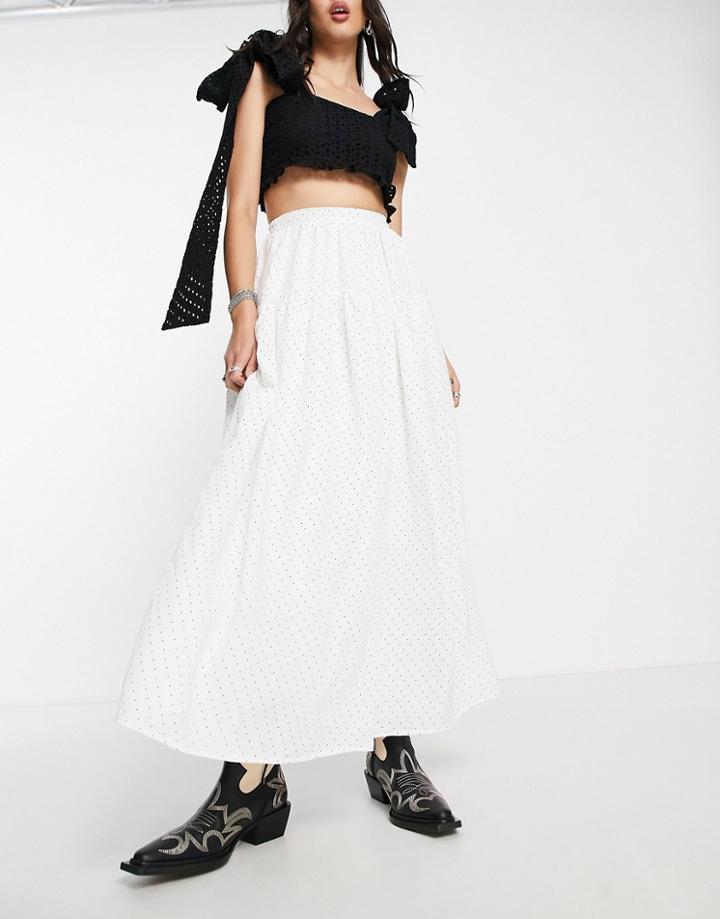 Sister Jane Tiered Maxi Skirt In Spot Print-white