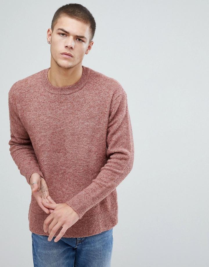 Bershka Boucl Knit Sweater In Pink - Pink