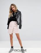 Missguided Vinyl Buckle Strap Mini Skirt - Pink