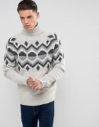 Bellfield Jacquard Ski Lodge Roll Neck Sweater - Gray
