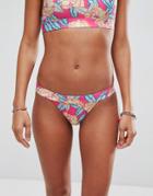 Asos Mix And Match Deep Band Brazilian Bikini Bottom In Carnival Floral Print - Multi