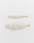 Monki Faux Pearl Hair Clip In White