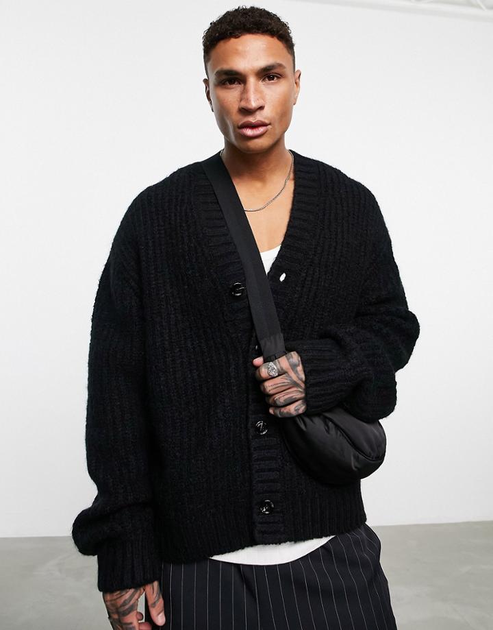 Weekday Igor Cardigan In Black