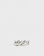 Asos Design Ring In Sleek Linked Design In Silver Tone - Silver