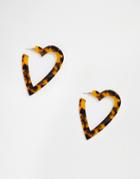 Asos Design Hoop Earrings In Tortoiseshell Heart Design