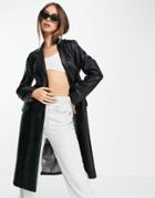 Helene Berman 90s Pleather College Coat In Black