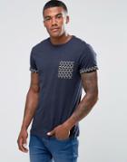 New Look T-shirt With Geo Print Pocket In Navy - Navy