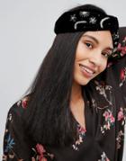 Orelia Embellished Wide Headband - Black