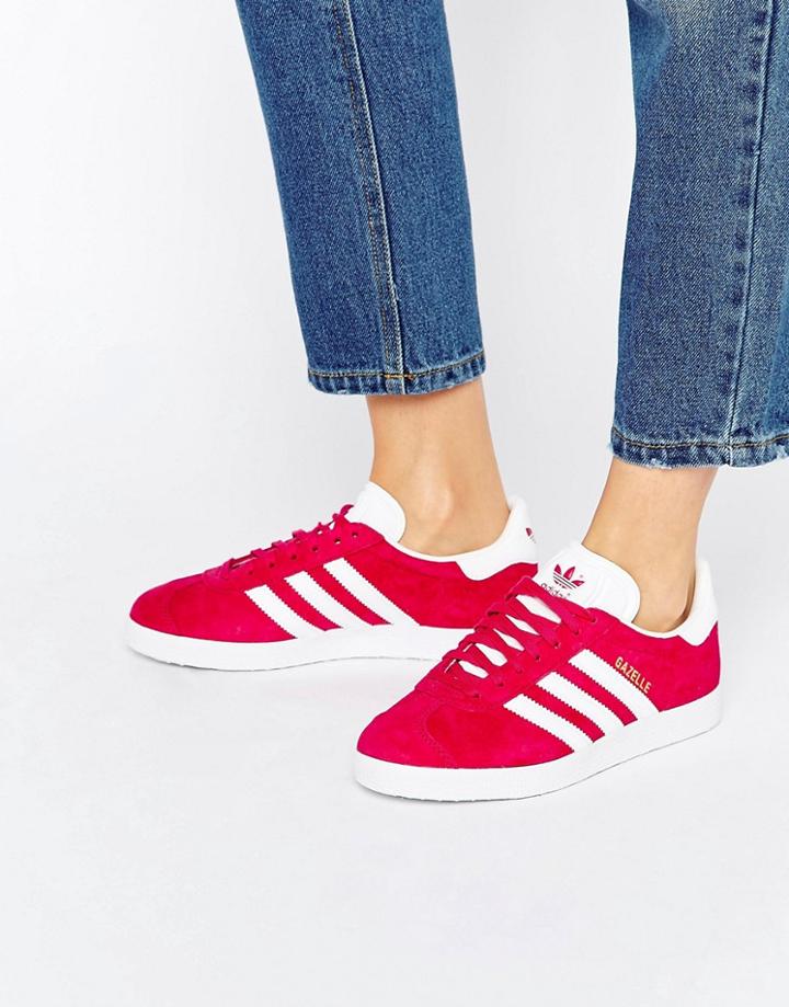 Adidas Originals Bright Pink Suede Gazelle Sneakers - Pink
