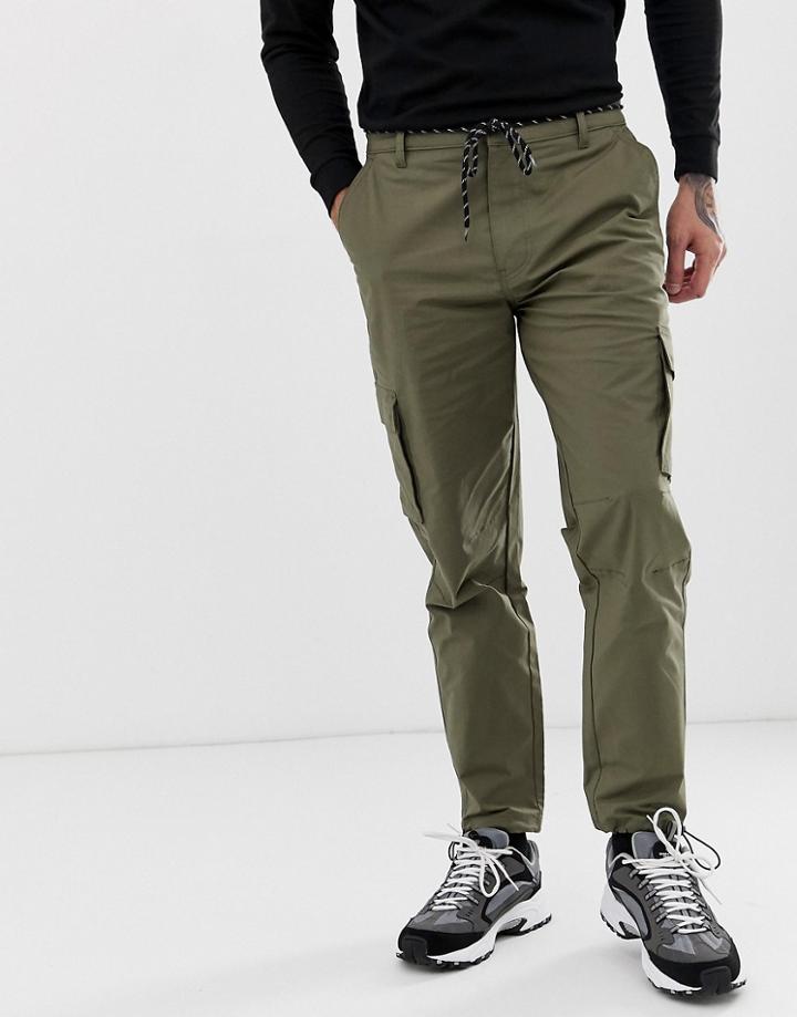 Mennace Utility Pants In Khaki - Green