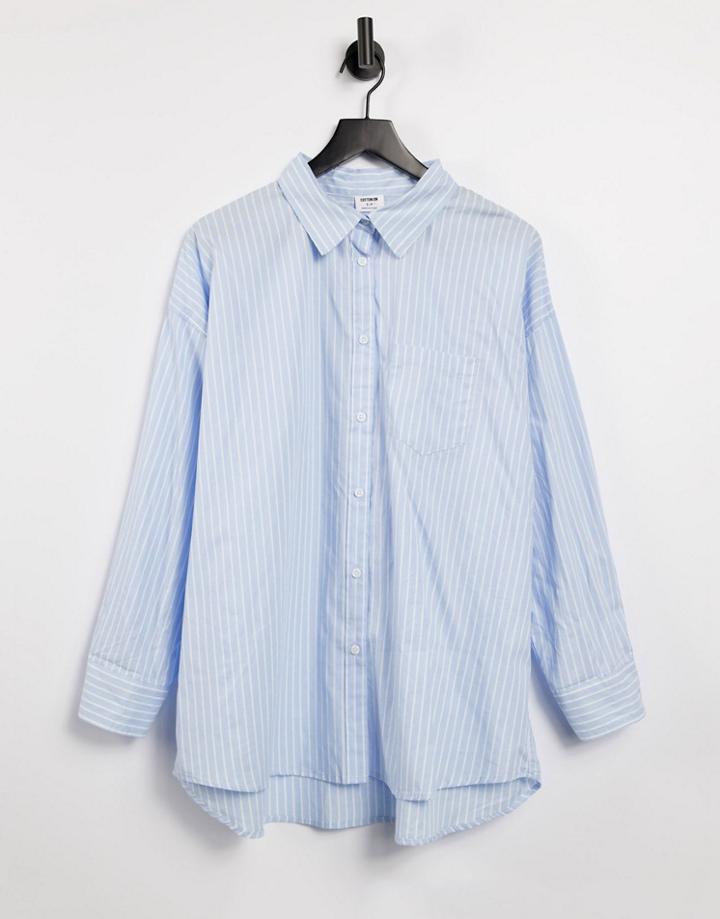 Cotton: On Dad Shirt In Blue Stripe-blues
