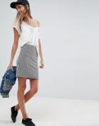 Asos High Waist Mini Skirt In Stripe - Multi