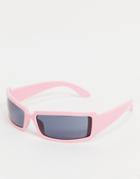Asos Design Wrap Mid Square Sunglasses In Baby Pink