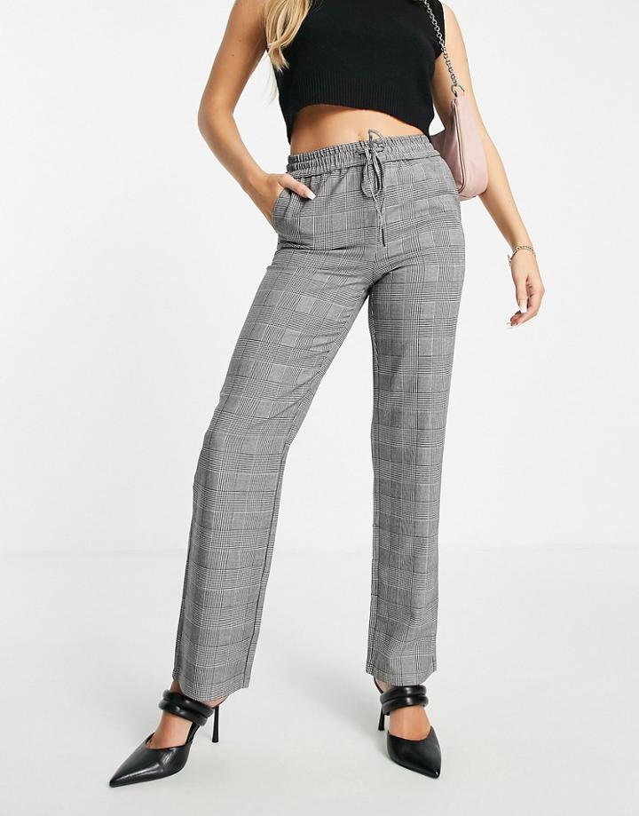 Vero Moda Wide Leg Pants In Gray Check-multi