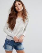 Only Sophie Heart Knit Sweater - Beige