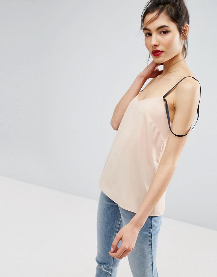 Asos Cami With Strapping Detail - Pink