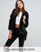 Missguided Tall Exclusive Faux Shearling Biker Jacket - Black