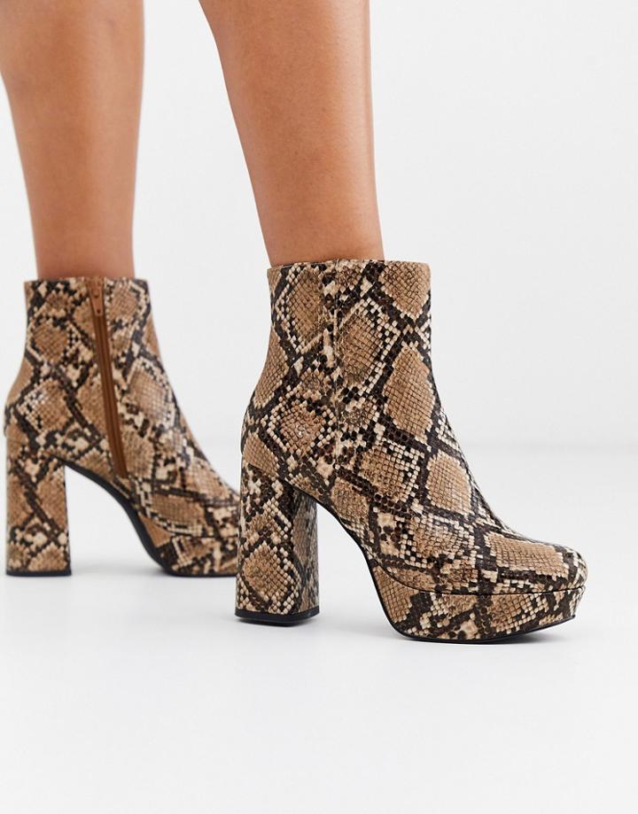 Steve Madden Grate Platform Ankle Boots In Snake Print