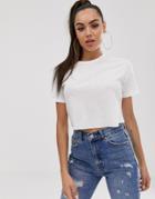 Asos Design Crop Tee In Chunky Rib In White