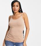 Asos Design Maternity Nursing Cami With Clips In Light Brown