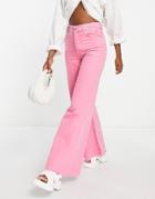 River Island Ultra Flare Jean In Bright Pink