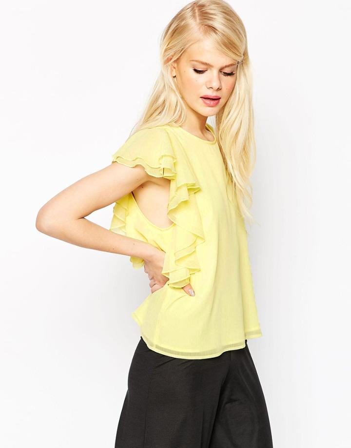 Asos Pretty Ruffle Top - Yellow