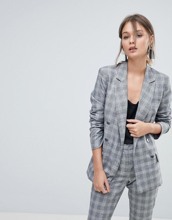 Oasis Double Breasted Check Blazer - Multi