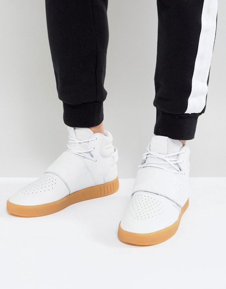 Adidas Originals Tubular Invader Strap Sneakers In White By3629 - White
