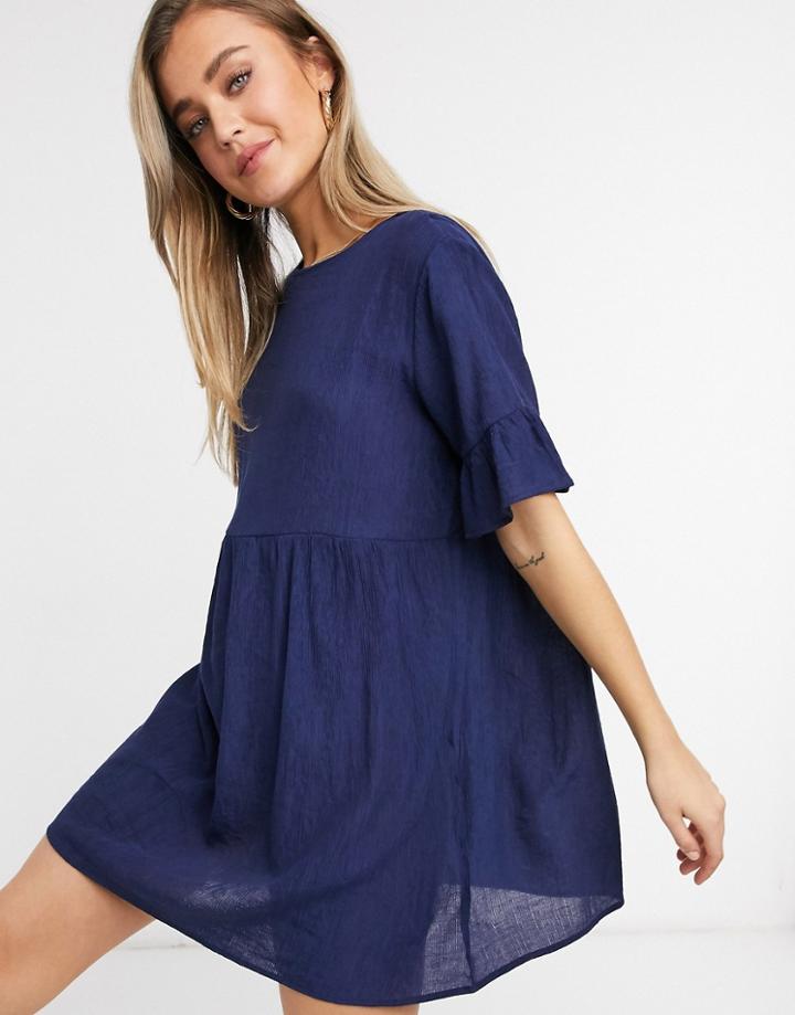 Lola May Smock Dress In Navy Shimmer-pink