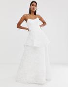 Bariano Square Neck Bridal Dress In White - White