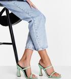 Asos Design Wide Fit Nasia Heeled Mules In Green