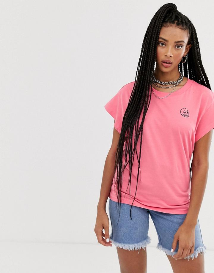 Cheap Monday Screen T-shirt With Tiny Skull Logo-pink