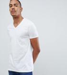 Asos Design Tall T-shirt With V Neck In White - White