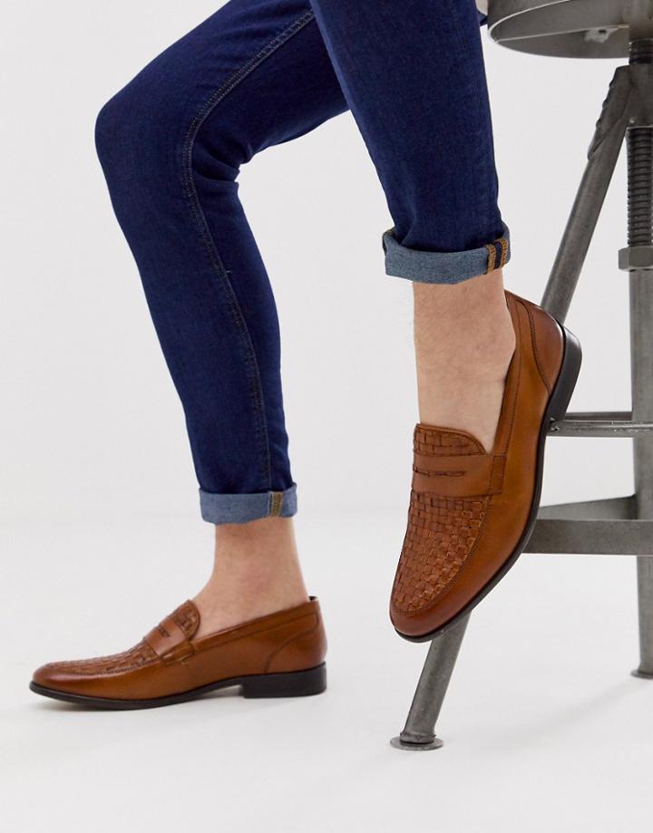 Base London Alto Weave Loafers In Tan