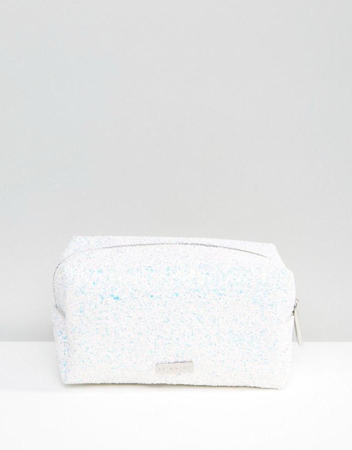 Skinnydip Blue Glitter Makeup Bag - Blue