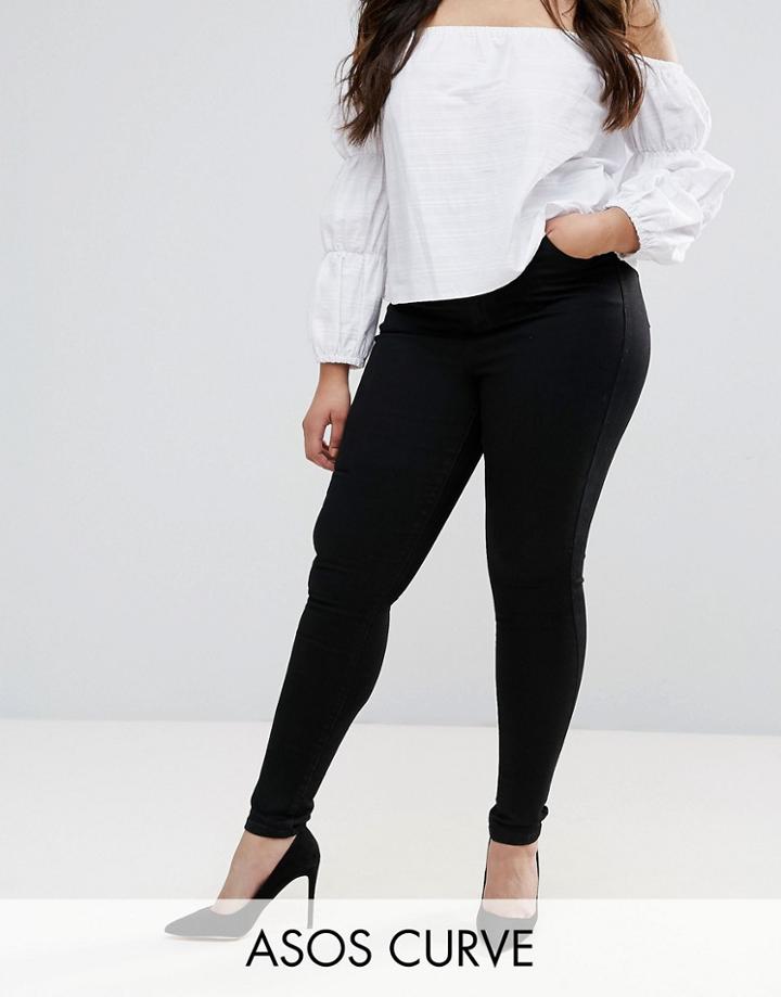 Asos Curve 'sculpt Me' Premium Jeans In Clean Black - Black