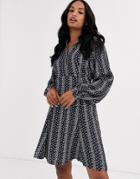 Y.a.s Printed Mini Dress With Volume Sleeve