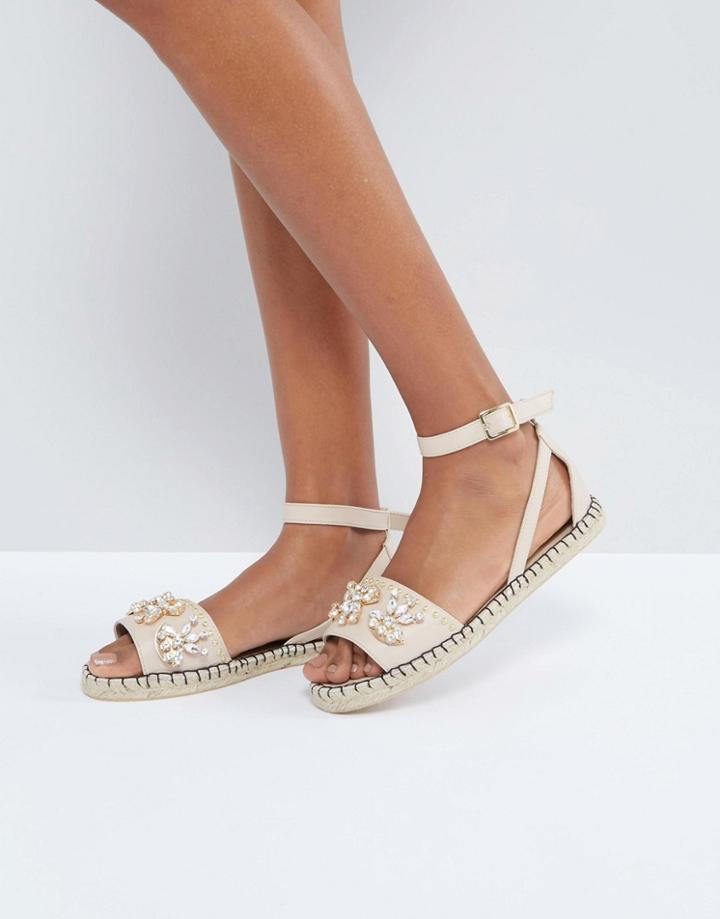 Miss Selfridge Embellished Espadrille Sandal - Pink