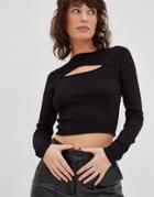 4th & Reckless Knitted Cutout Detail Sweater In Black
